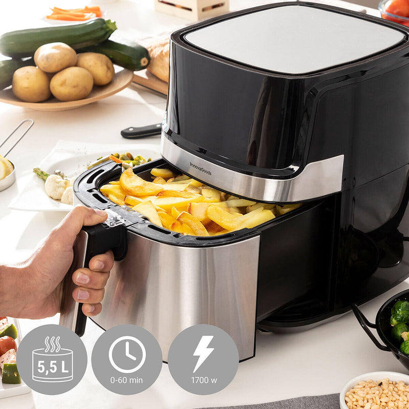 AirFrayer sem Óleo InnovaGoods Pro 5,5L – 1700W – Preta/Inox