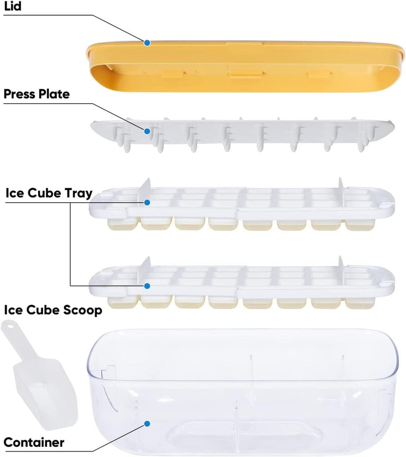 Máquina 2 em 1 para Fazer Cubos de Gelo com Bandeja e Tampa