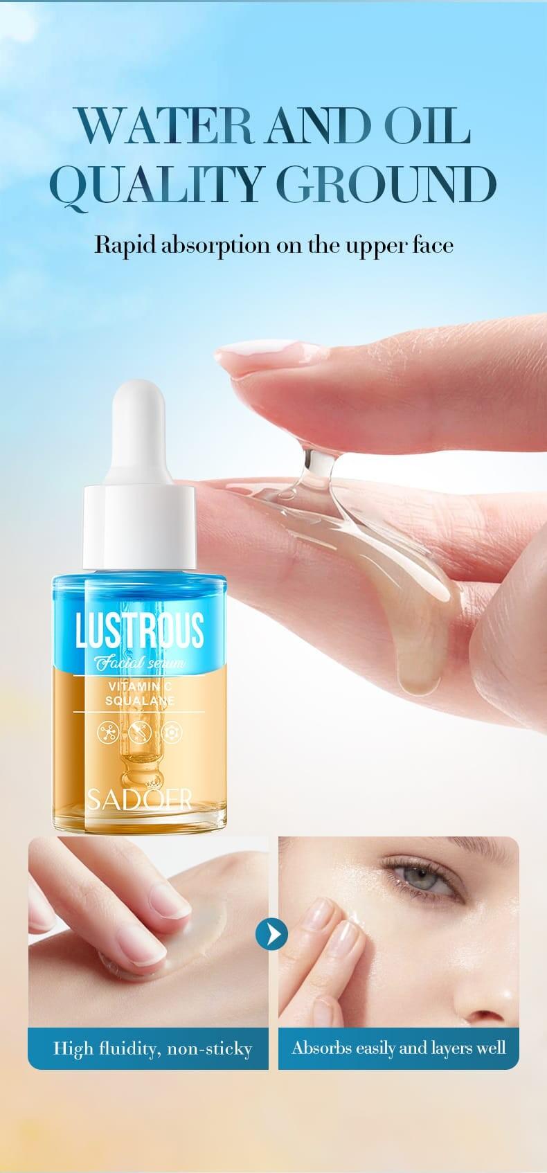 Sérum Facial SADOER Vitamina C + Escualano 30ml – Brilho, Hidratação e Antienvelhecimento