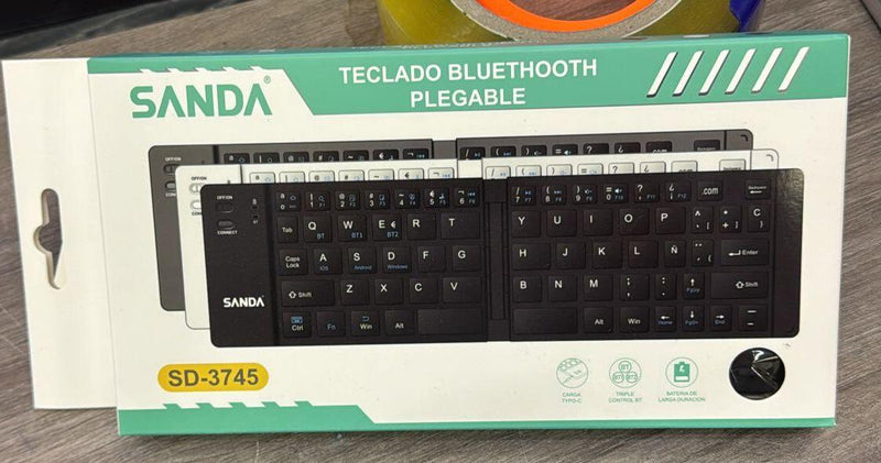 Teclado Bluetooth Dobrável SANDA SD-3745 – Compacto, Recarregável e Versátil