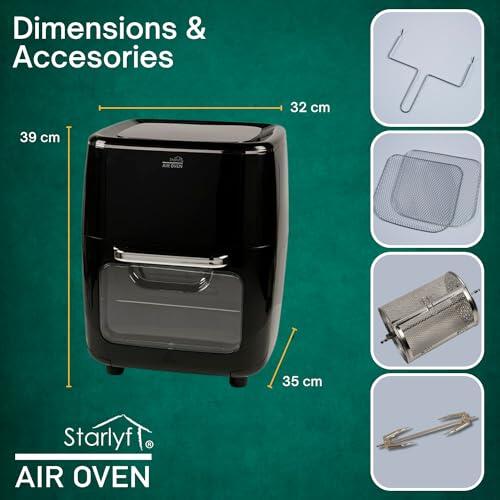 Airfryer grande (AIR OVEN 12L) 3 em 1 - Fritadeira, Assador e Desidratador – Versátil e Prático para a Sua Cozinha!