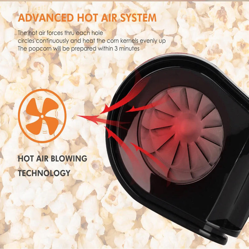 Máquina portátil de Pipoca Elétrica 1200W – Rápida, Saudável e Prática