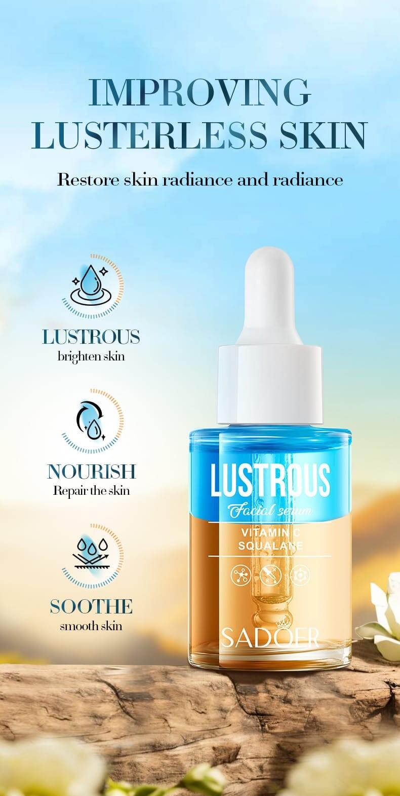 Sérum Facial SADOER Vitamina C + Escualano 30ml – Brilho, Hidratação e Antienvelhecimento