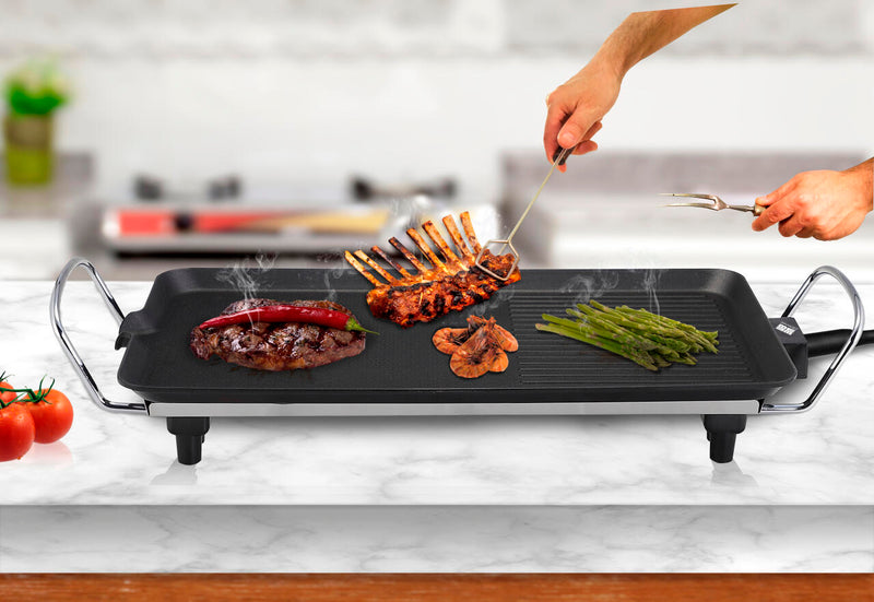 Chapa parrilla Elétrica Antiaderente – 1500W, Termostato Ajustável