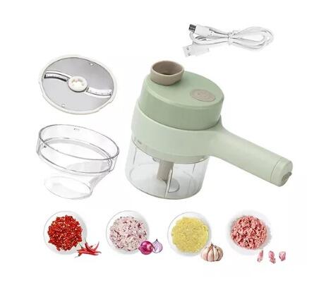 Cortador de Verduras Elétrico 4 em 1 – Processador de Alimentos Portátil e Recargável USB