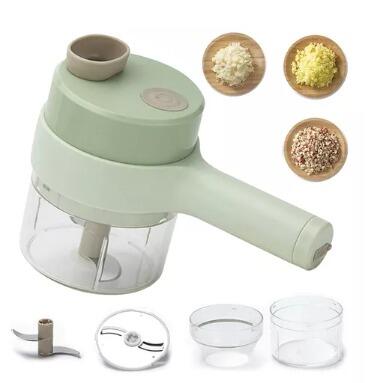 Cortador de Verduras Elétrico 4 em 1 – Processador de Alimentos Portátil e Recargável USB