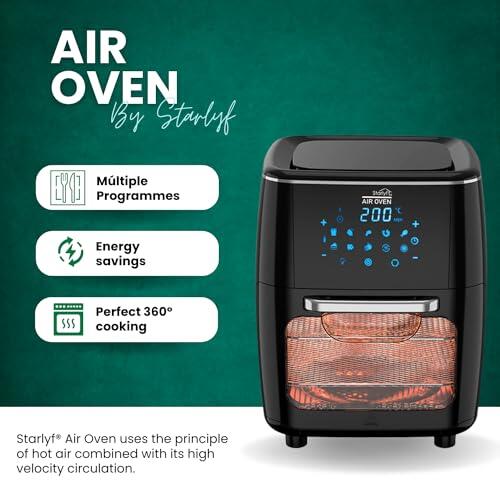 Airfryer grande (AIR OVEN 12L) 3 em 1 - Fritadeira, Assador e Desidratador – Versátil e Prático para a Sua Cozinha!